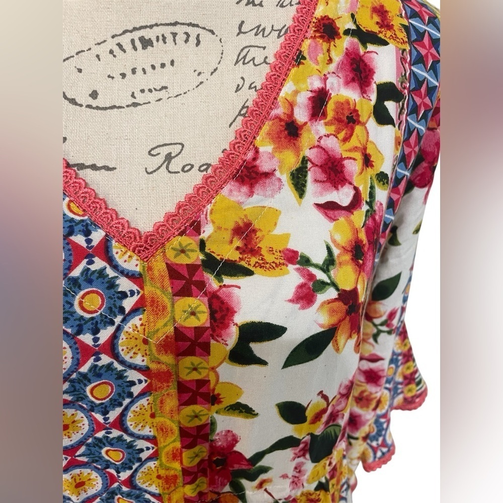 NAUDIC Maxi Bohemian Sundress with Flutter Sleeves 100% Viscose EUC - Picture 8 of 13